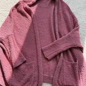 Altar'd State Pink Plush Cardigan Sweater